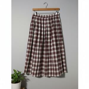 Vintage Haberdashery by Leslie Fay Plaid Pleated Midi Skirt Size 10